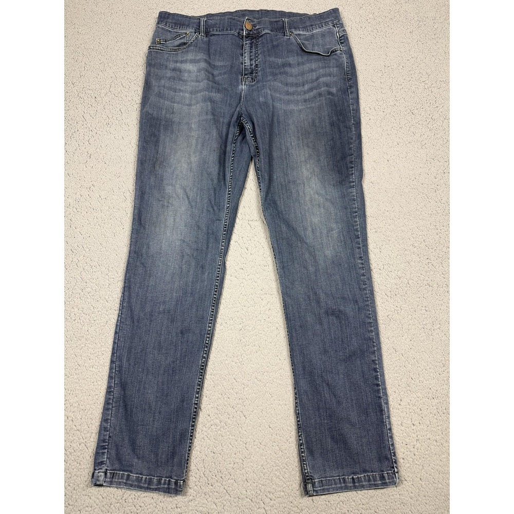 Mugsy Jeans Mens 38x31 Med Wash Blue Relaxed Fit Straight Stretch Denim